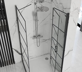 Czarna kabina prysznicowa składana 90x90 Molier Black Rea