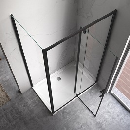 Czarna prostokątna kabina prysznicowa 120x100 drzwi uchylne KZ07DB