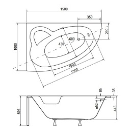 Wanna narożna 150 cm Lewa Natalia Besco