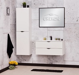 Biała szafka łazienkowa z umywalką 80 cm Victa