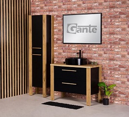 Stojąca szafka łazienkowa 100 cm czarny mat z czarną umywalką Cortez Gante