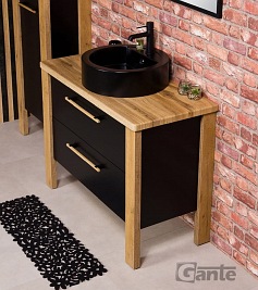 Stojąca szafka łazienkowa 100 cm czarny mat z czarną umywalką Cortez Gante