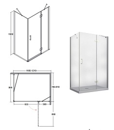 Kabina prysznicowa prostokątna 80x120 Viva Besco model prawy