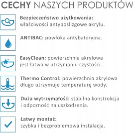 Wanna wolnostojąca biała przelew i korek złoty szczotkowany 150 cm Porto Hydrosan
