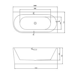 Wanna przyścienna biały przelew oraz korek narożna prawa 140 cm Mera Hydrosan