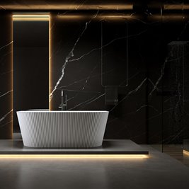 Wanna wolnostojąca przyścienna korek oraz przelew czarny 160 cm Carlo Hydrosan