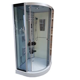 Kabina prysznicowa z hydromasażem niski brodzik białe ściany 80x80