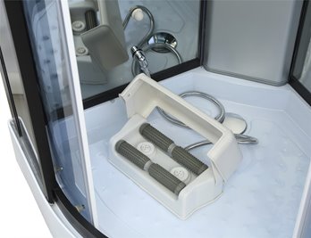 Kabina prysznicowa sauna parowa hydromasaż półokrągła zabudowana czarna 80x80 MO-0513ABS