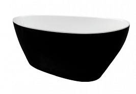 Czarno-biała matowa wanna wolnostojąca z konglomeratu + klik-klak chrom Goya 160 B&W Matt Besco WMMC-160G