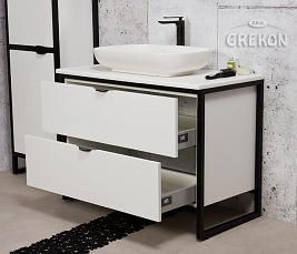 Biała szafka z białą umywalką loft 100 cm seria New York
