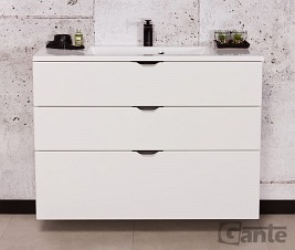 Biała matowa szafka łazienkowa wisząca z umywalką 100 cm Victa Gante