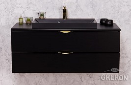Czarna szafka łazienkowa z czarną umywalką 100 cm Liv Victa