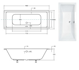 Wanna prostokątna do zabudowy Quadro Slim Besco 190 cm
