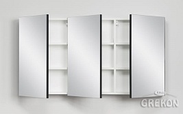 Czarna matowa szafka wisząca z lustrem 65x120 Victa