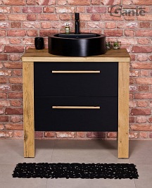 Stojąca szafka łazienkowa 80 cm czarny mat z czarną umywalką Cortez Gante