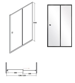 Czarne drzwi prysznicowe przesuwne 130 cm Duo Slide Black Besco