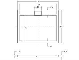 Brodzik prysznicowy akrylowy, prostokątny 90x120 Axim Besco