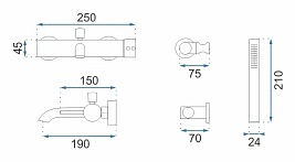 Bateria wannowa chromowana Lungo chrom Rea