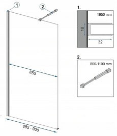 Czarna ścianka prysznicowa z półką i wieszakiem 90 cm Aero Black Evo Rea