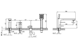 Bateria wannowa 4-otworowa, chrom Apure AP2232 CR Omnires