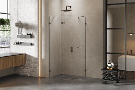 Kabina pięciokątna stal szczotkowana 100x80 EXK-3837 Avexa New Trendy Gunmetal Brushed