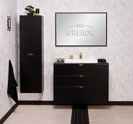 Czarna szafka łazienkowa z umywalką 100/3 cm Liv Victa