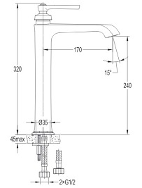 Bateria umywalkowa wysoka Armance AM5213 CR