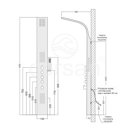 Panel natryskowy Samsara Corsan S-003 wersja mieszacz