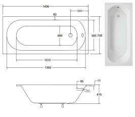 Wanna prostokątna do zabudowy Intrica Slim Besco 150 cm
