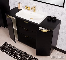 Czarna szafka łazienkowa z umywalką 120/3 cm Liv Victa