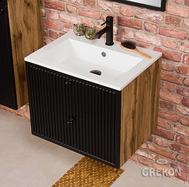 Szafka łazienkowa z umywalką kolor czarny mat wisząca 60 cm Argento Gante