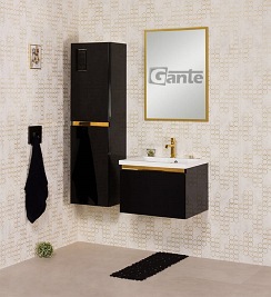 Czarny słupek łazienkowy wiszący złoty uchwyt 144x40 seria Diamond Gold Gante C