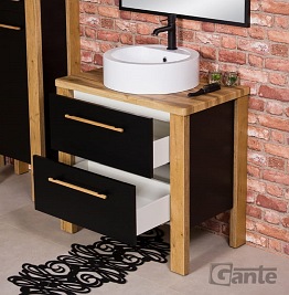 Stojąca szafka łazienkowa 80 cm czarny mat z białą umywalką Cortez Gante