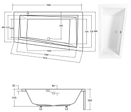 Wanna asymetryczna Intima Besco prawa 160x90 cm