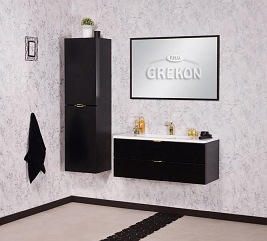 Czarna matowa szafka łazienkowa z umywalką 100/2 cm Victa Gante