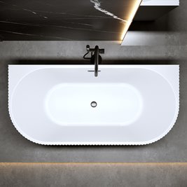 Wanna wolnostojąca przyścienna korek oraz przelew czarny 160 cm Carlo Hydrosan