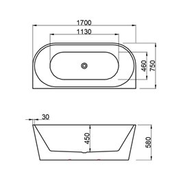 Wanna wolnostojąca przyścienna złote szczotkowane wykończenie 170 cm Lena Hydrosan