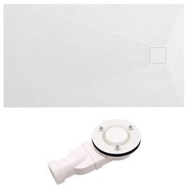 Biały brodzik prysznicowy prostokątny o strukturze kamienia 140x90 cm Riko Hydrosan