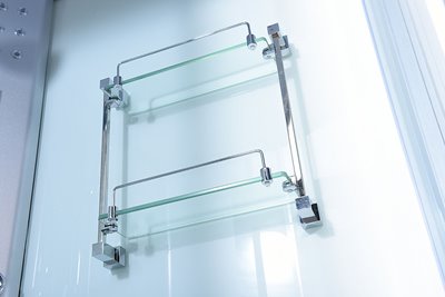 Kabina prysznicowa z sauną parową i hydromasażem półokrągła zabudowana biała 110x110 MO-0513DS