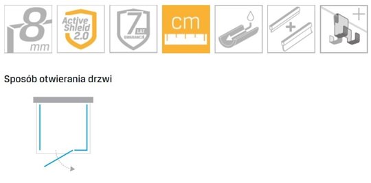 Złota przyścienna kabina prysznicowa prawa 100x80 EXK-4805 Eventa Gold Shine New Trendy