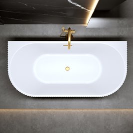 Wanna wolnostojąca przyścienna korek oraz przelew złoty szczotkowany 170 cm Carlo Hydrosan