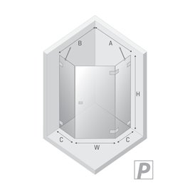 Miedziana kabina prysznicowa pięciokątna prawa 90x90 EXK-6516 Eventa Copper Shine New Trendy