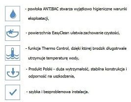 Wanna wolnostojąca 150 cm syfon klik-klak złoty Gloria Besco WMD-150-GLG