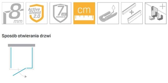 Miedziana przyścienna kabina prysznicowa prawa 90x100 EXK-6484 Eventa Copper Shine New Trendy