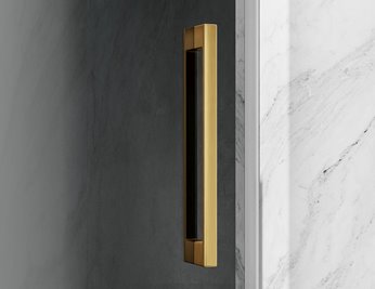 Drzwi prysznicowe rozsuwane prawe/lewe do wnęki 131-137 cm szkło 8mm grafitowe profile złoty mat Swiss Liniger