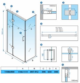 Biała kabina prysznicowa prostokątna drzwi uchylne 110x90 KZ03B