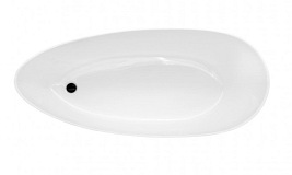 Czarno-biała matowa wanna wolnostojąca z konglomeratu + klik-klak chrom Goya 142 B&W Matt Besco WMMC-140G