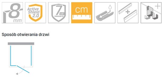 Złota przyścienna kabina prysznicowa lewa 120x90 EXK-4812 Eventa Gold Shine New Trendy