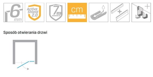 Drzwi prysznicowe złoty połysk prawe 110 cm EXK-1637 Avexa Gold Shine New Trendy
