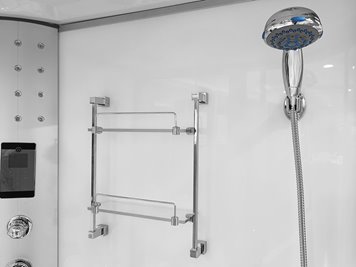 Biała kabina prysznicowa z hydromasażem + sauna na niskim brodziku 120x85 prawa MO-09914PBS